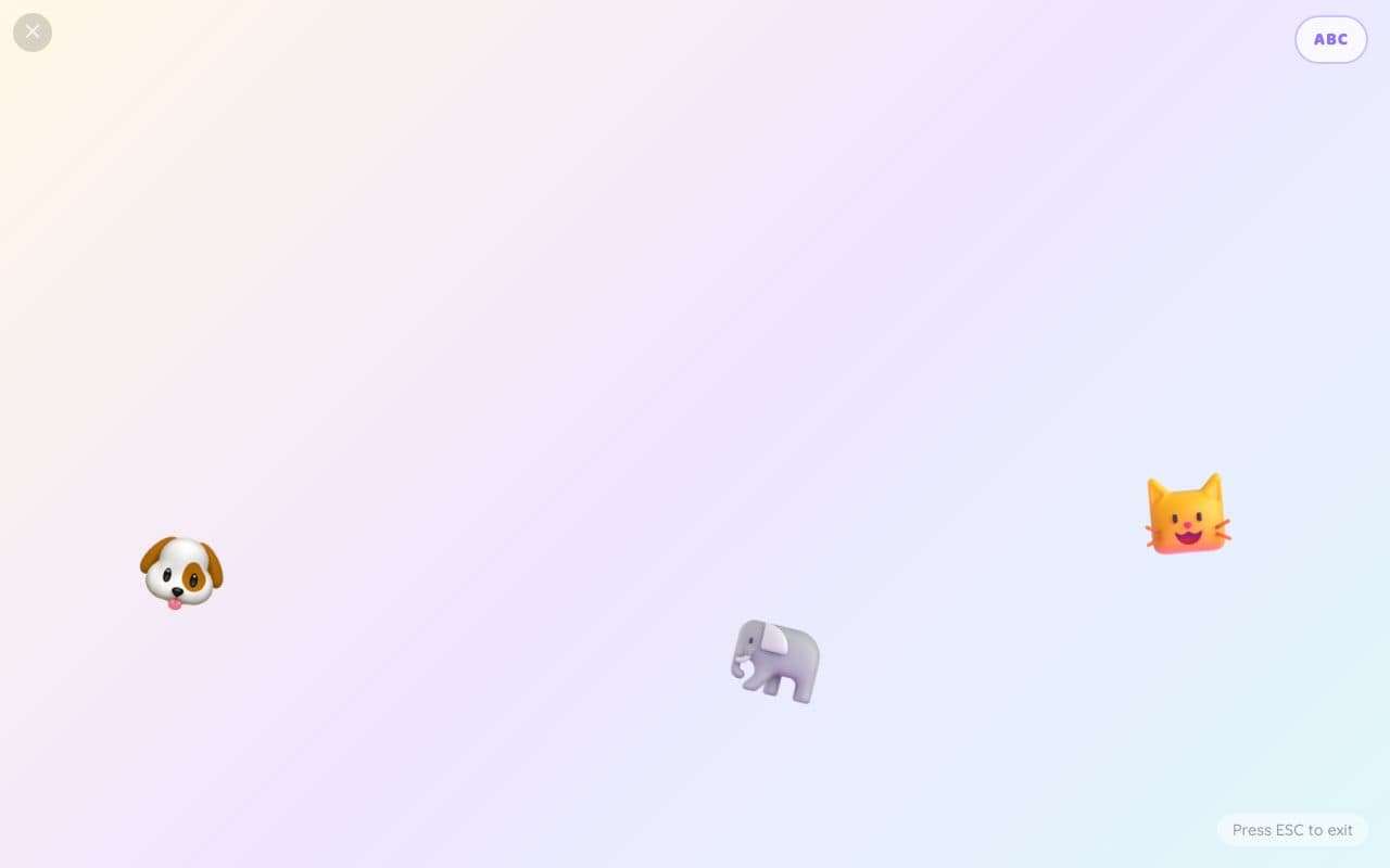 Kaboom Keys on Tiny Hands Play with animal emojis on a pastel background